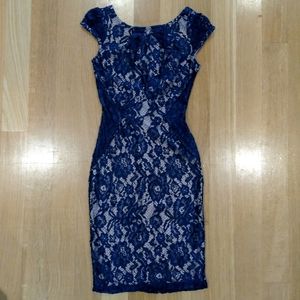 Blue Lace Sheath Dress